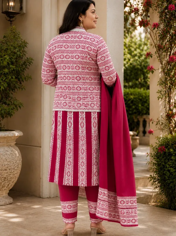 Dark_Pink_Kurti_4-Piece_Set_For_Women