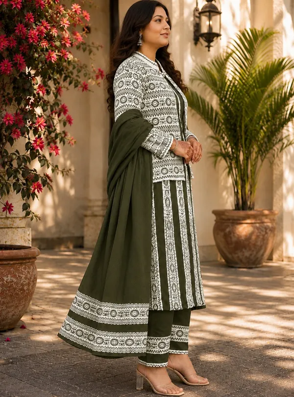 Green_Kurti_4-Piece_Set_For_Women
