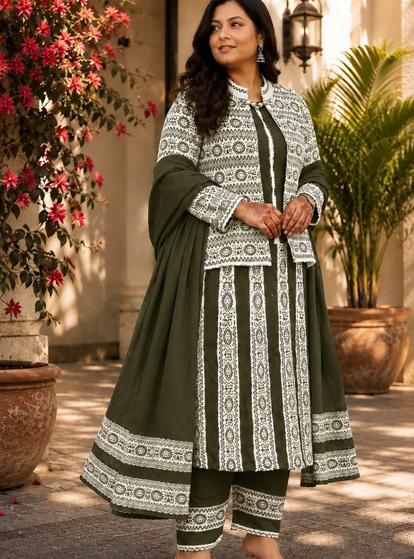 Green_Kurti_4-Piece_Set_For_Women