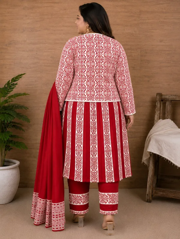 Red_Kurti_4-Piece_Set_For_Women