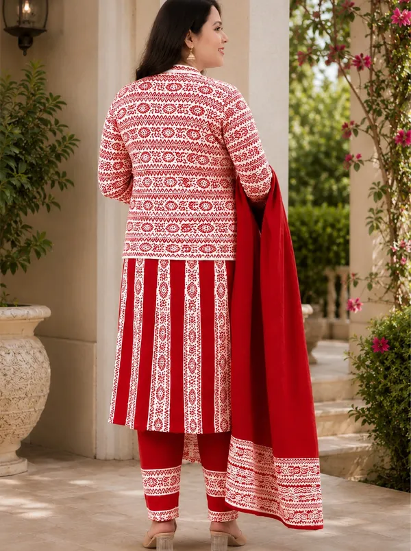 Red_Kurti_4-Piece_Set_For_Women