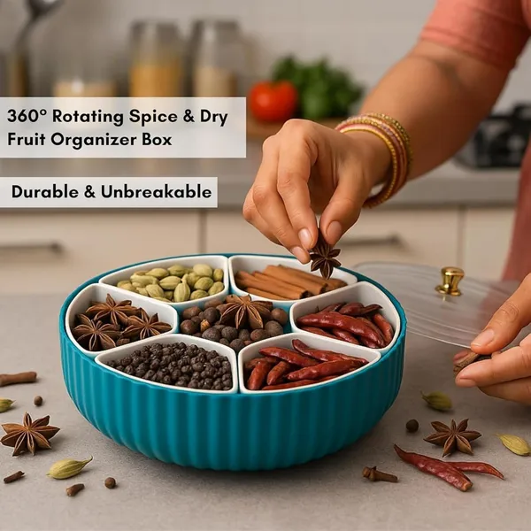 7_Compartment_Dry_Fruit_Storage_Box_With_Transparent_Lid_Blue_Multipurpose_Dry_Fruits_Snacks_Organizer_Partitioned_Kitchen_Storage_Container_For_Almonds_Cashews_Raisins_Seeds_Nuts_Blue