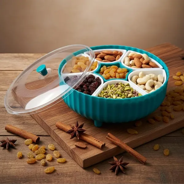 7_Compartment_Dry_Fruit_Storage_Box_With_Transparent_Lid_Blue_Multipurpose_Dry_Fruits_Snacks_Organizer_Partitioned_Kitchen_Storage_Container_For_Almonds_Cashews_Raisins_Seeds_Nuts_Blue