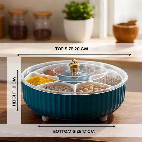 7_Compartment_Dry_Fruit_Storage_Box_With_Transparent_Lid_Blue_Multipurpose_Dry_Fruits_Snacks_Organizer_Partitioned_Kitchen_Storage_Container_For_Almonds_Cashews_Raisins_Seeds_Nuts_Blue