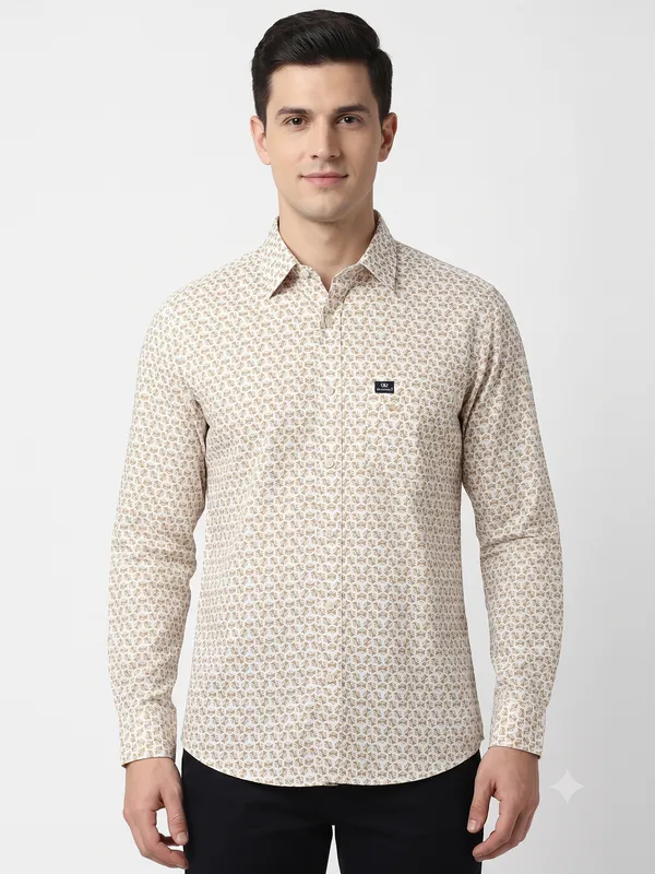 Club_London_Off_white_Beige_printed__Full_Sleeve_'s_Shirt