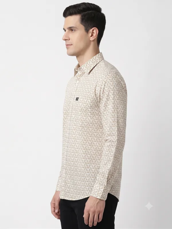 Club_London_Off_white_Beige_printed__Full_Sleeve_'s_Shirt