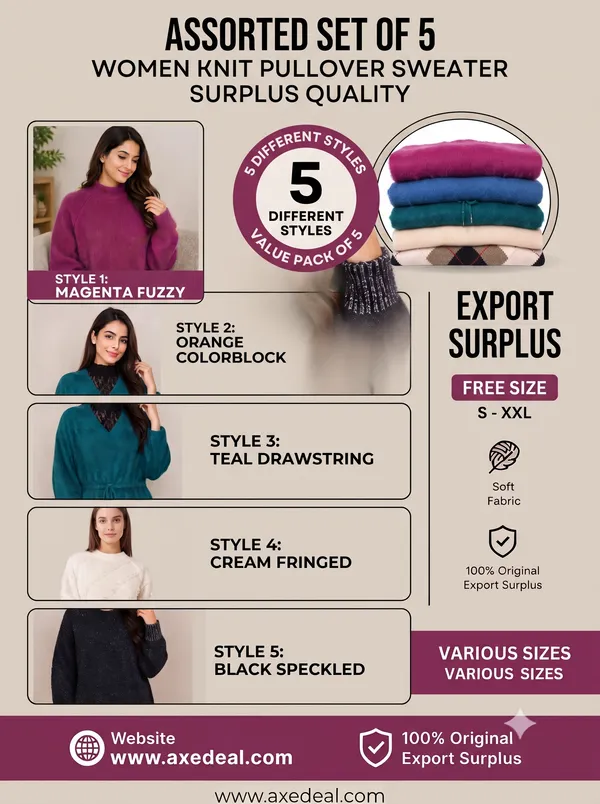 Set_of_5_Womens_Knit_Pullover_Sweaters_Assorted