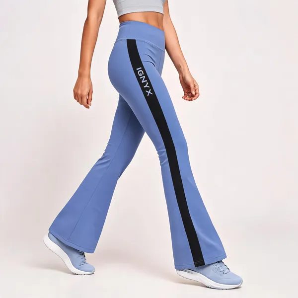 Blue_Contrast_Panel_Flared_Activewear_Leggings_For_Women