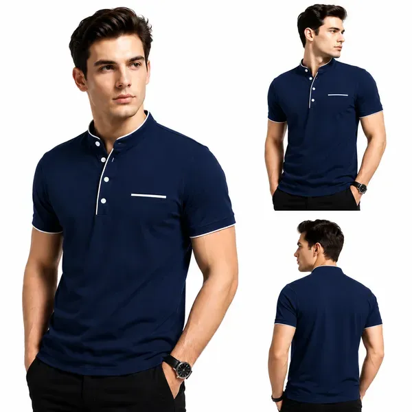 Navy_Blue_Band_Collar_Polo_T_Shirt_For_Men