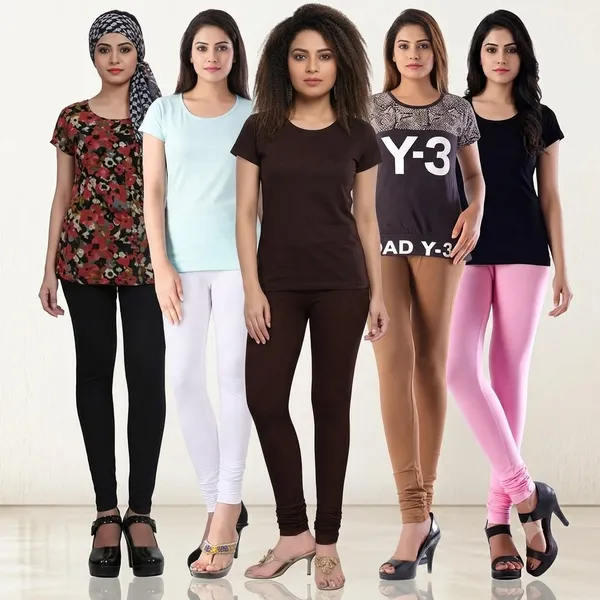 Multicolor_Cotton_Churidar_Leggings_For_Women_Pack_Of_6