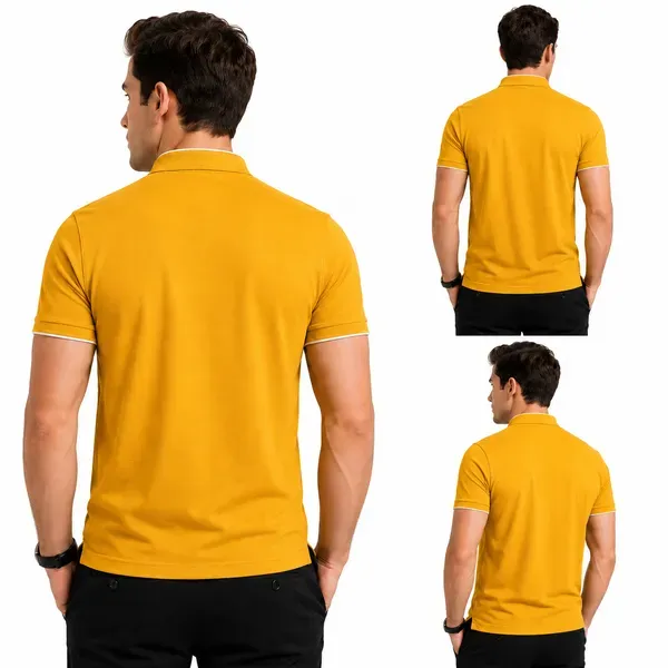 Yellow_Short_Sleeve_Polo_T_Shirt_For_Men