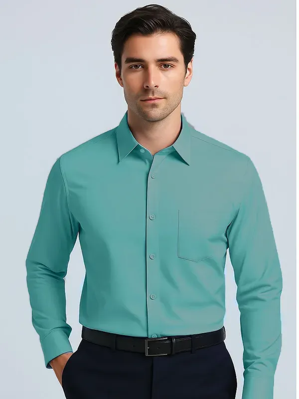 Seagreen_Long_Sleeve_Formal_Shirt_For_Men