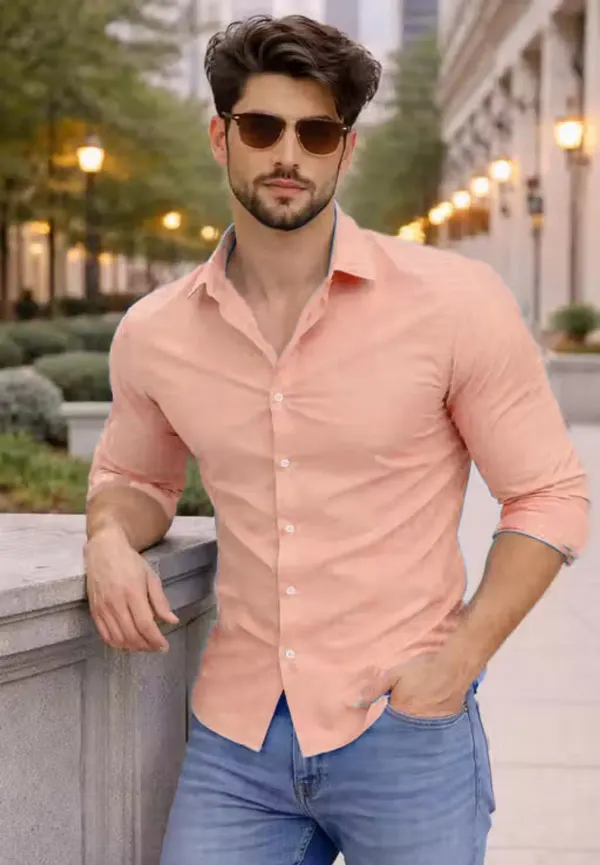 Peach_Solid_Slim_Fit_Shirt_For_Men