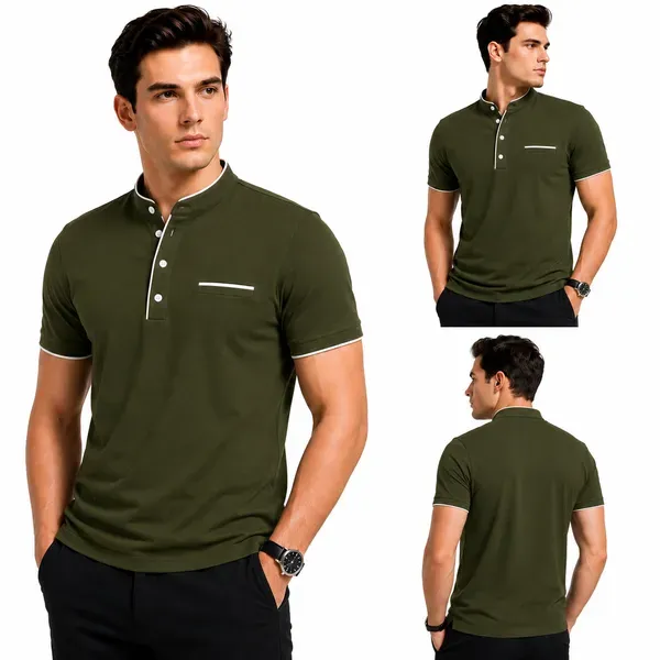 Olive_Green_Slim_Fit_Polo_T_Shirt_For_Men