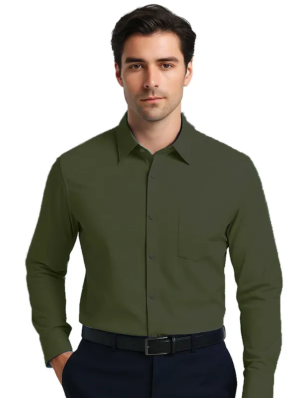 Olive_Green_Full_Sleeve_Shirt_For_Men