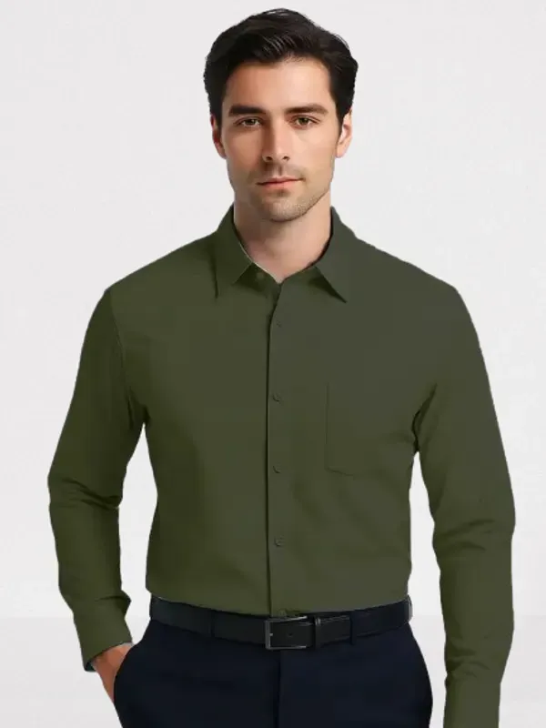 Olive_Green_Full_Sleeve_Shirt_For_Men