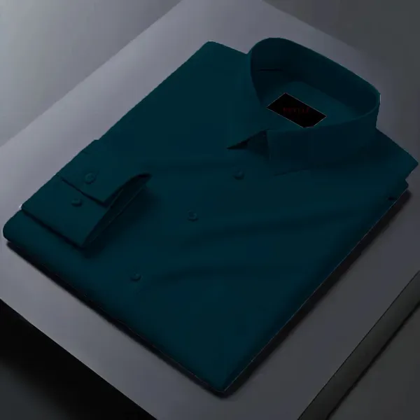 Teal_Solid_Long_Sleeve_Formal_Shirt_For_Men