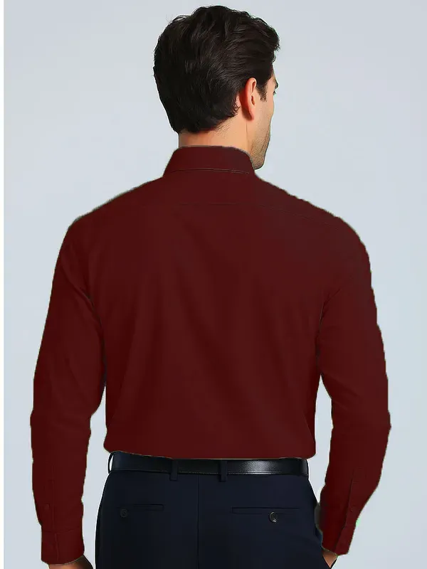 Maroon_Full_Sleeve_Button_Down_Shirt_For_Men