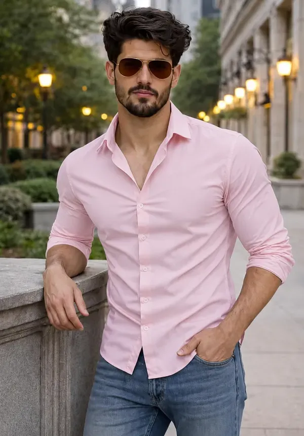 Pink_Full_Sleeve_Casual_Shirt_For_Men