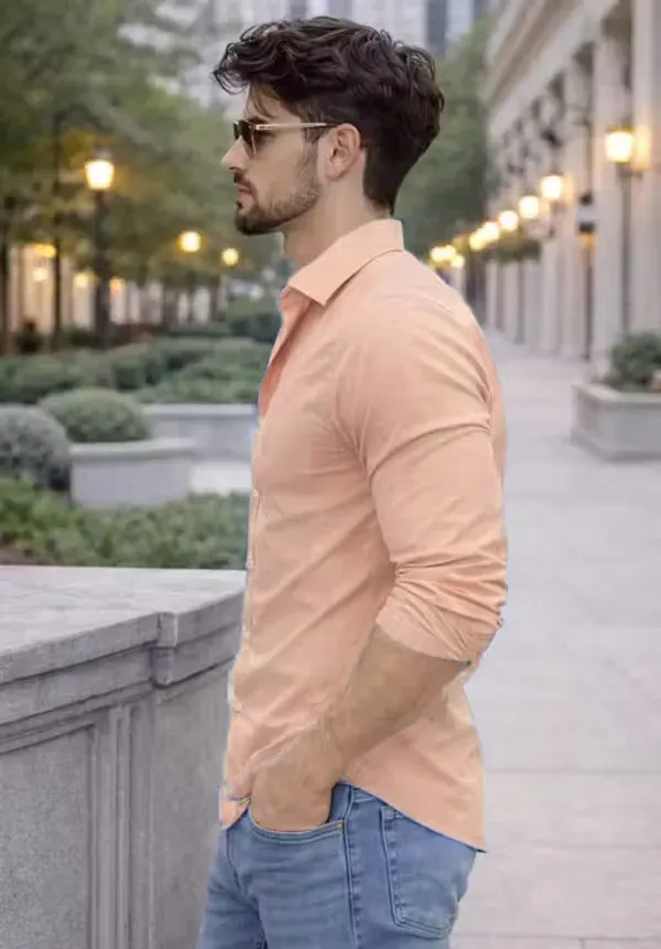 Peach_Solid_Slim_Fit_Shirt_For_Men