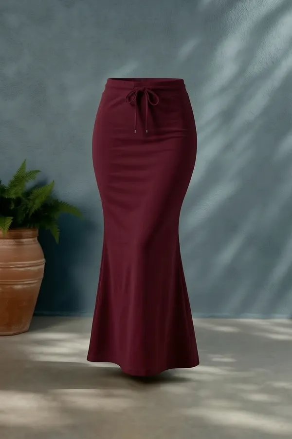 Maroon_Solid_Lycra_Maxi_Skirt_For_Women