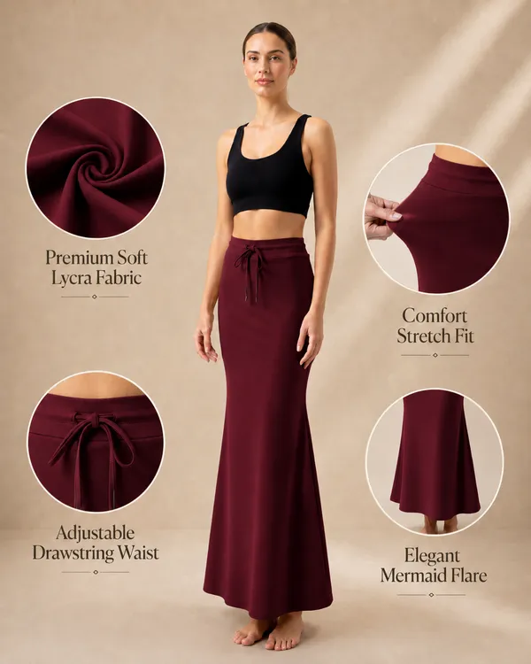 Maroon_Solid_Lycra_Maxi_Skirt_For_Women