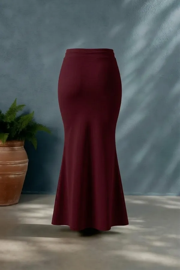 Maroon_Solid_Lycra_Maxi_Skirt_For_Women