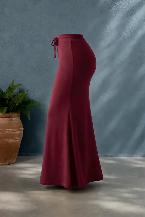 Maroon_Solid_Lycra_Maxi_Skirt_For_Women