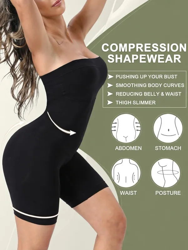 Black_Compression_Shapewear_Bodysuit_For_Women