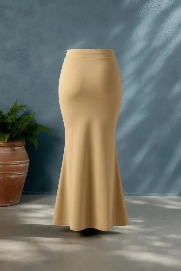 Beige_Solid_Lycra_Skirt_For_Women