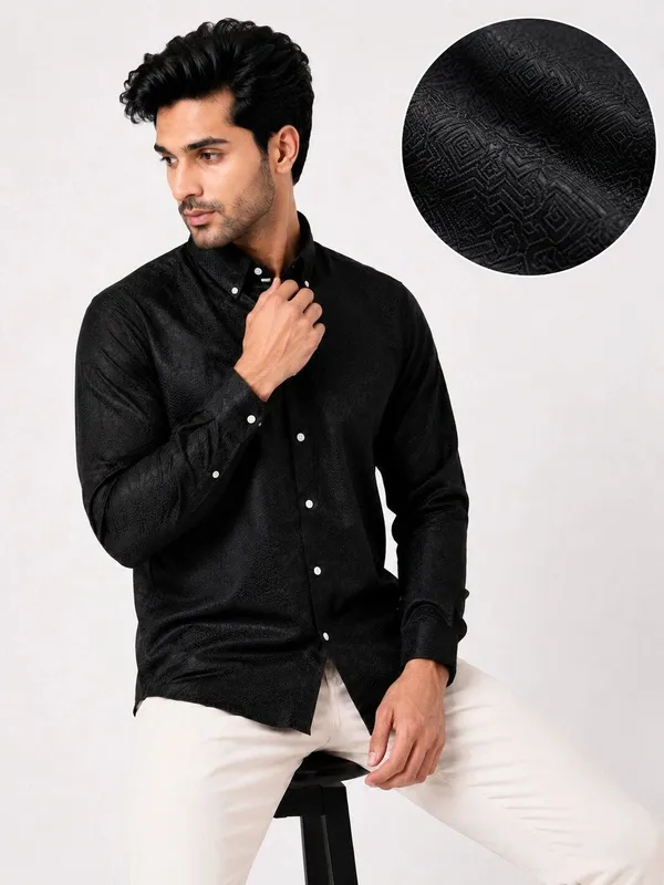 Black_Jacquard_Slim_Fit_Shirt_for_Men