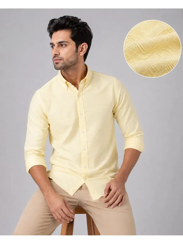 Yellow_Textured_Regular_Fit_Shirt_for_Men