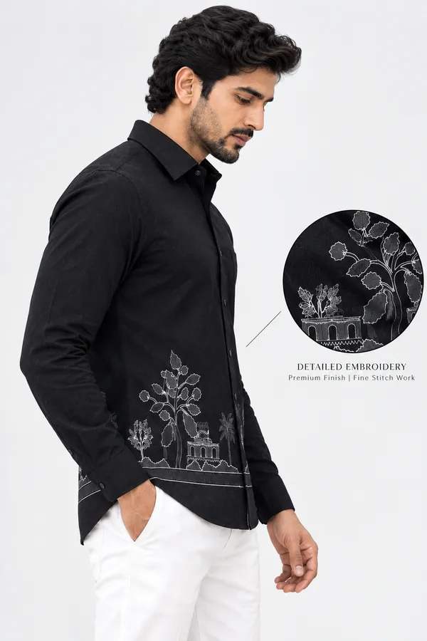 Black_Embroidered_Regular_Fit_Shirt_for_Men