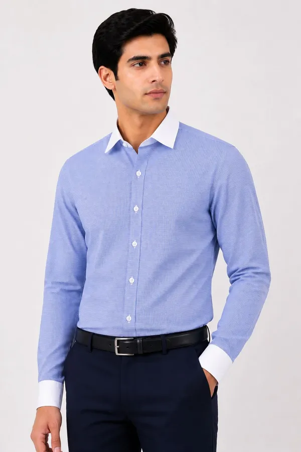 Blue_Textured_Regular_Fit_Formal_Shirt_For_Men
