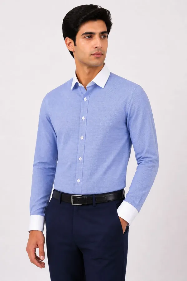 Blue_Textured_Regular_Fit_Formal_Shirt_For_Men