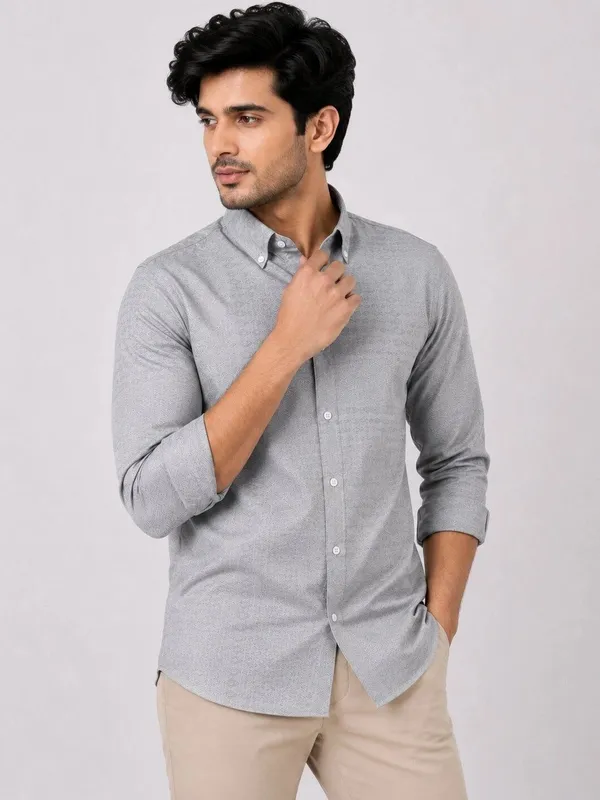 Grey_Textured_Button_Down_Shirt_for_Men