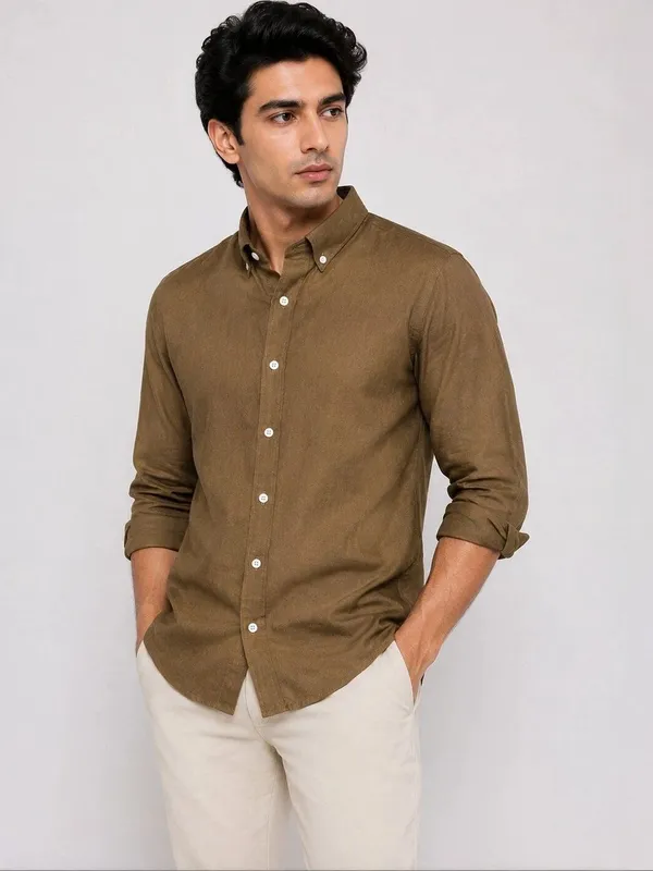 Brown_Textured_Regular_Fit_Shirt_for_Men