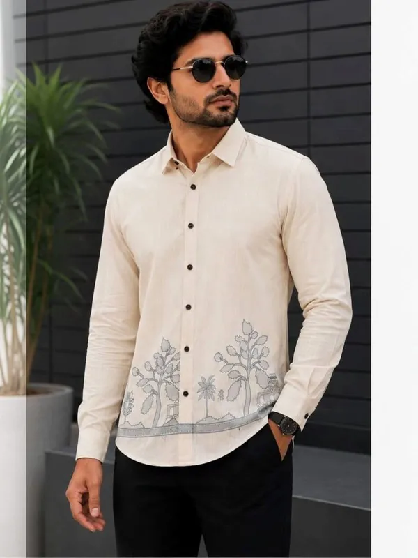 Cream_Full_Sleeve_Embroidered_Shirt_for_Men
