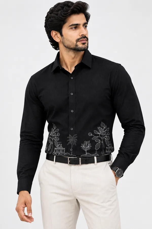Black_Embroidered_Regular_Fit_Shirt_for_Men