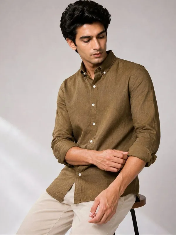 Brown_Textured_Regular_Fit_Shirt_for_Men