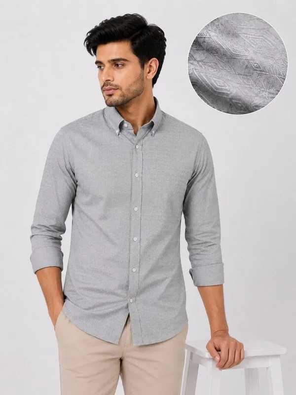 Grey_Textured_Button_Down_Shirt_for_Men