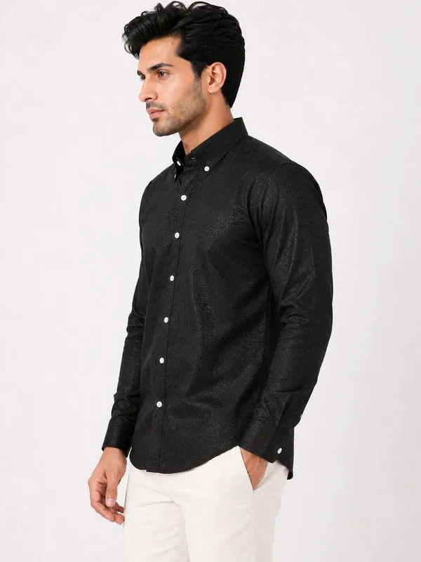 Black_Jacquard_Slim_Fit_Shirt_for_Men