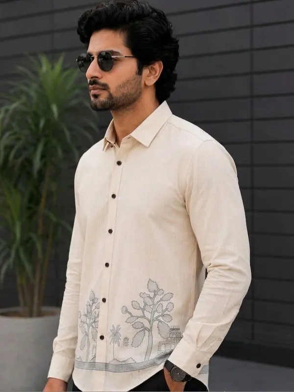 Cream_Full_Sleeve_Embroidered_Shirt_for_Men