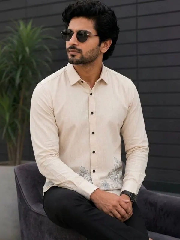 Cream_Full_Sleeve_Embroidered_Shirt_for_Men