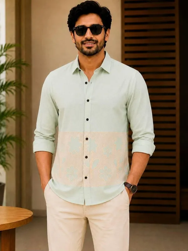 Mint_Floral_Panel_Casual_Shirt_for_Men