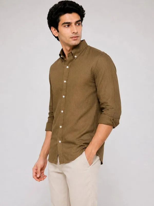 Brown_Textured_Regular_Fit_Shirt_for_Men