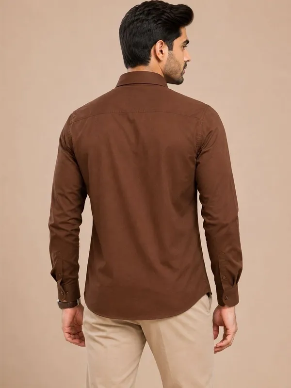 Brown_Embroidered_Slim_Fit_Shirt_for_Men
