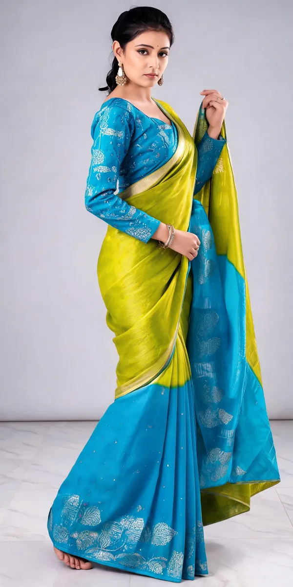Parrot_Green_Blue_Viscose_Silk_Sarees