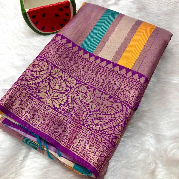Multicolour_Wedding_Soft_Silk_Saree_With_Blouse_Piece_For_Women_Multicolour_Silk