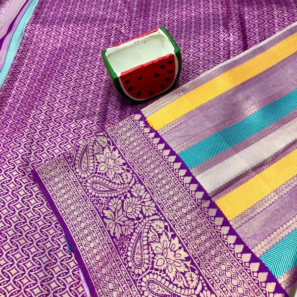 Multicolour_Wedding_Soft_Silk_Saree_With_Blouse_Piece_For_Women_Multicolour_Silk